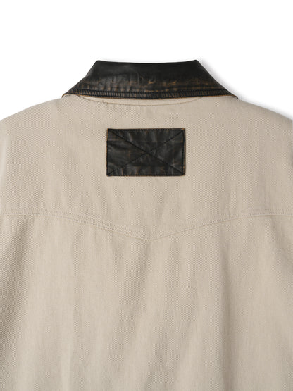 Vintage Western Faux Leather Collar Jacket detail