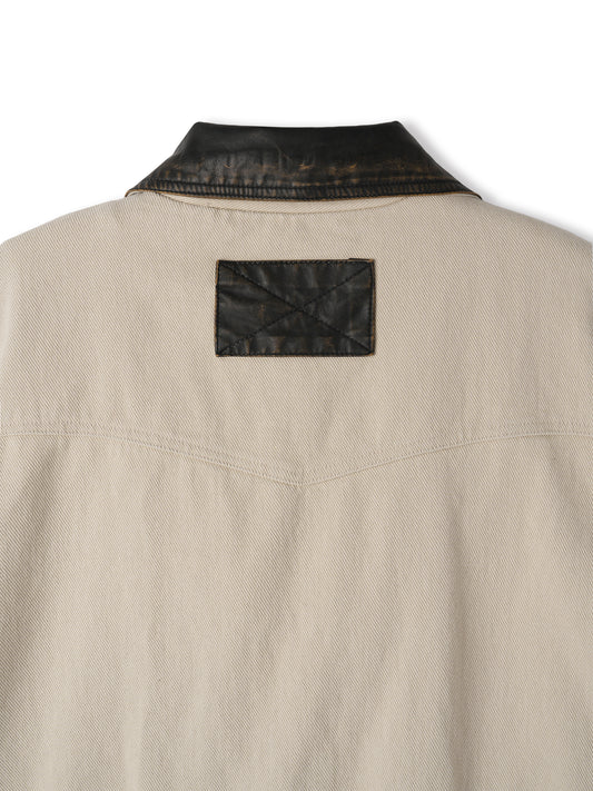 Vintage Western Faux Leather Collar Jacket detail