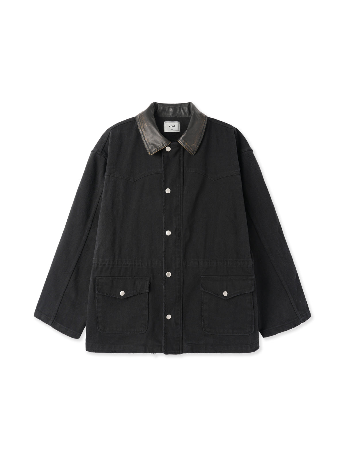 Vintage Western Faux Leather Collar Jacket BLACK front