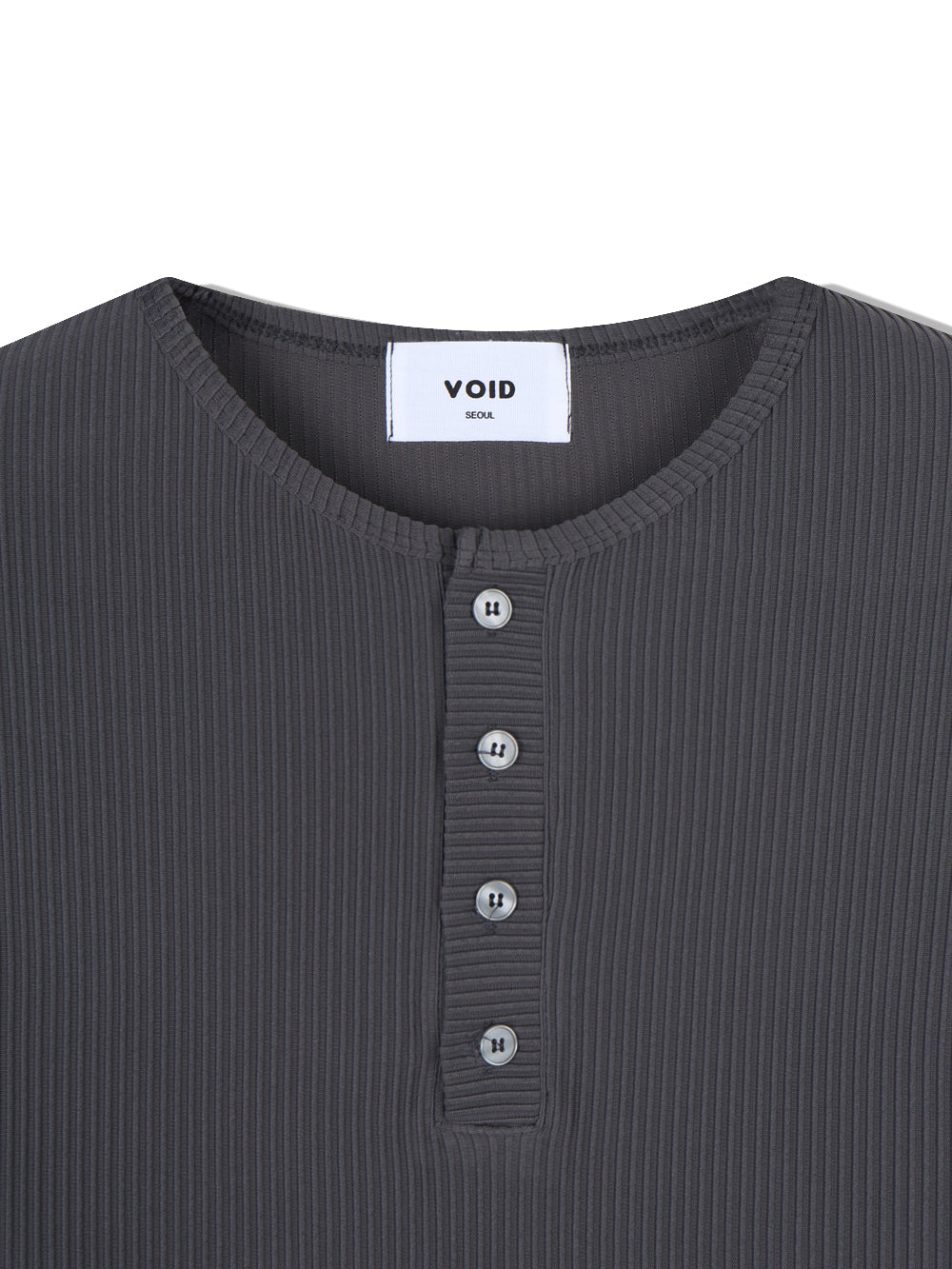 Ribbed Henley Neck Long Sleeve Top collar detail