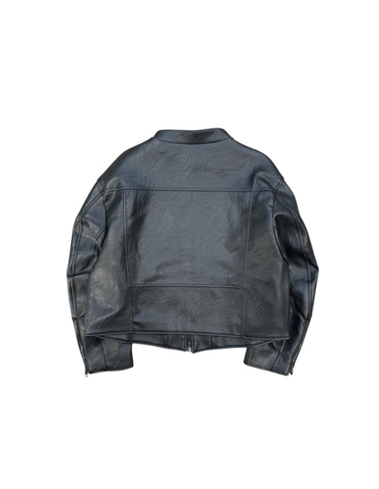 Curved Biker Faux Leather Jacket