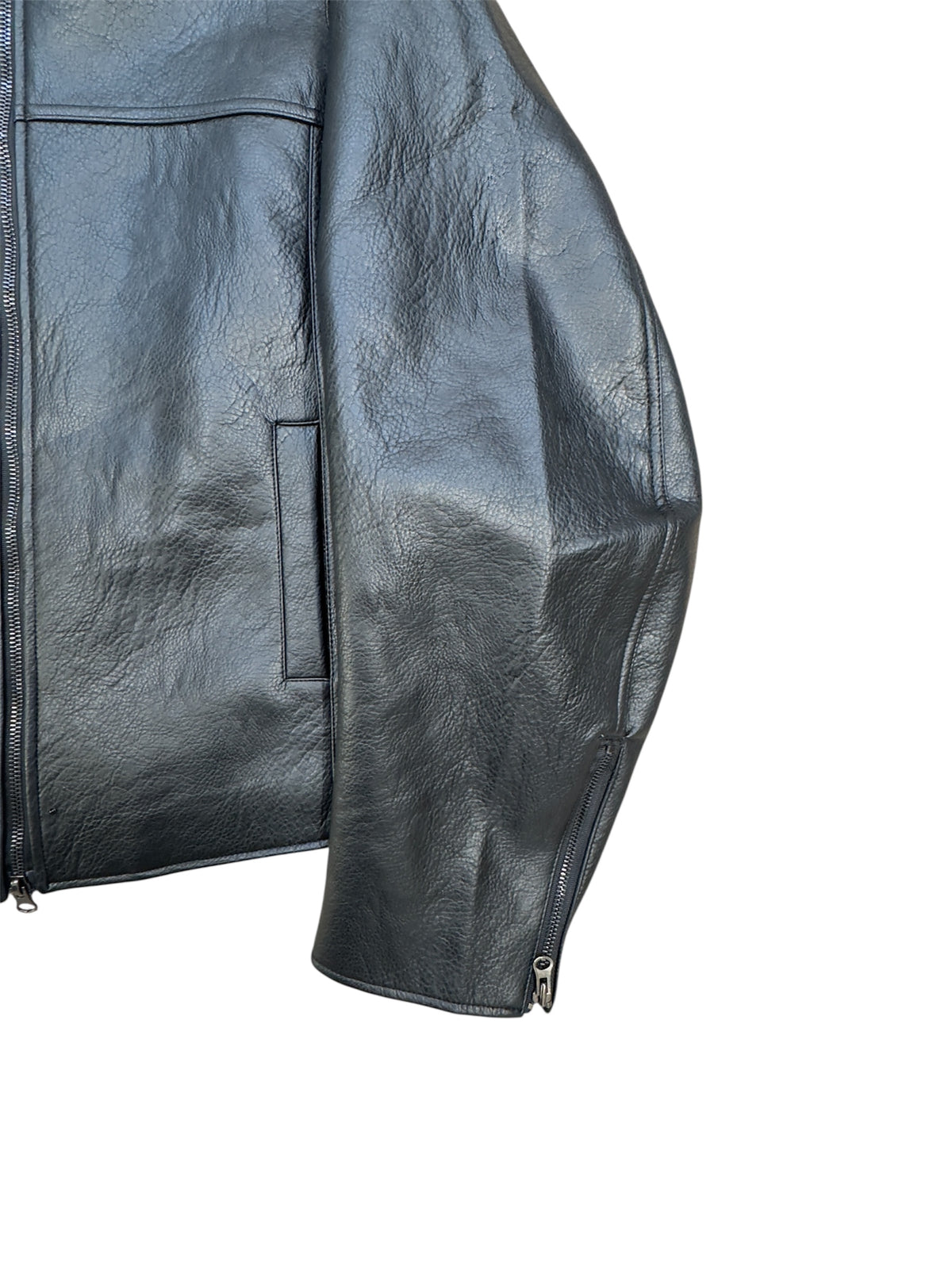 Curved Biker Faux Leather Jacket