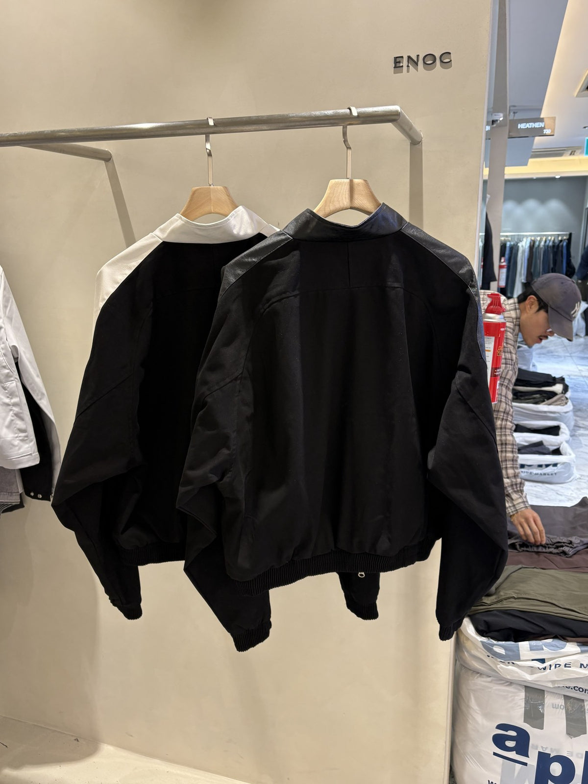 Leather Contrast Cationic Jumper WHITE BLACK back