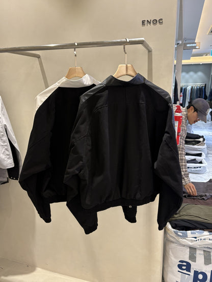 Leather Contrast Cationic Jumper WHITE BLACK back