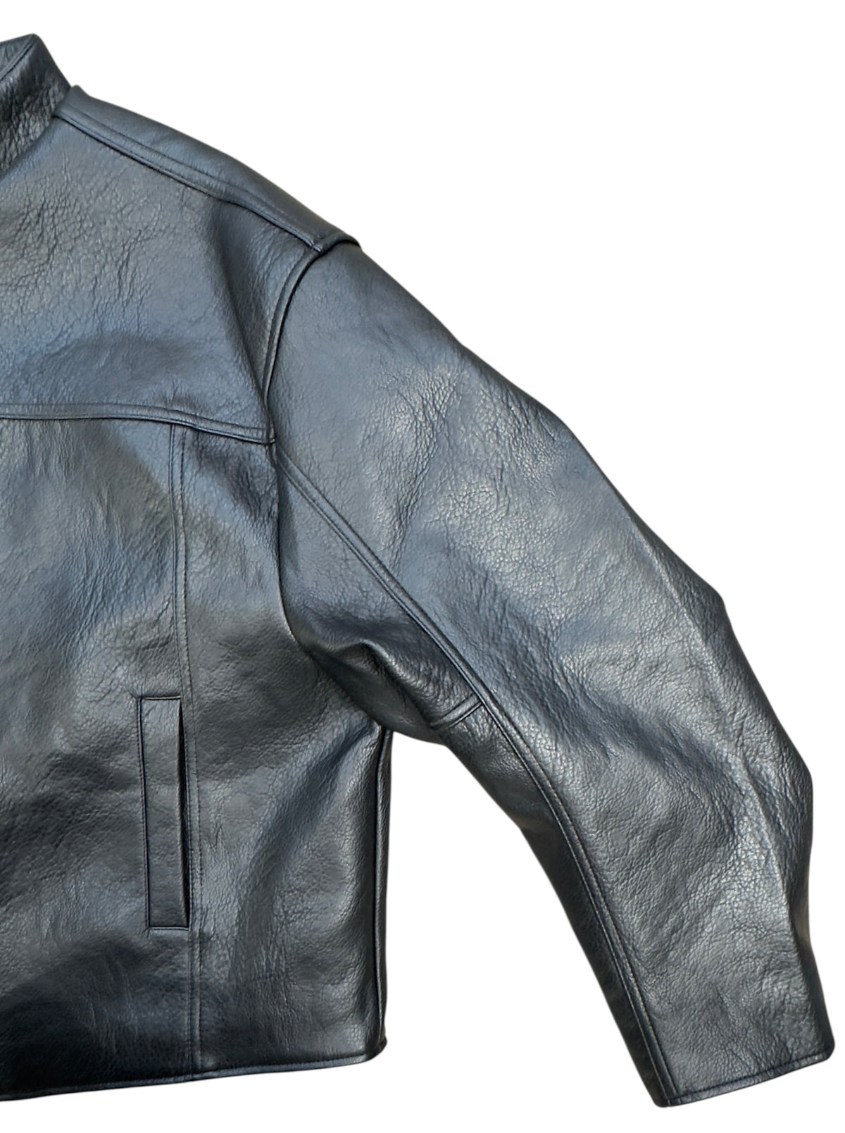Curved Biker Faux Leather Jacket
