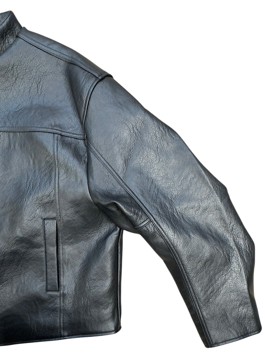 Curved Biker Faux Leather Jacket