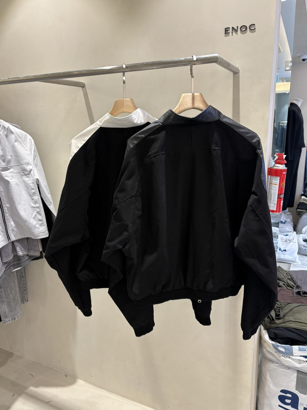 Leather Contrast Cationic Jumper WHITE BLACK back