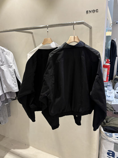Leather Contrast Cationic Jumper WHITE BLACK back
