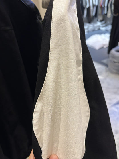 Leather Contrast Cationic Jumper sleeve detail