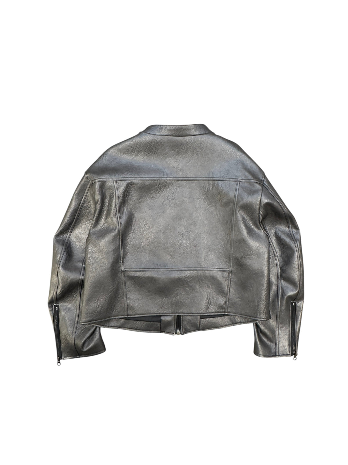 Curved Biker Faux Leather Jacket