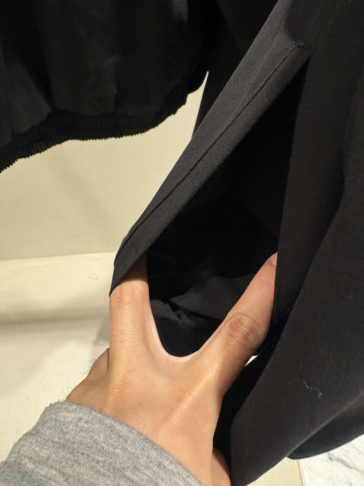 Leather Contrast Cationic Jumper pocket detail