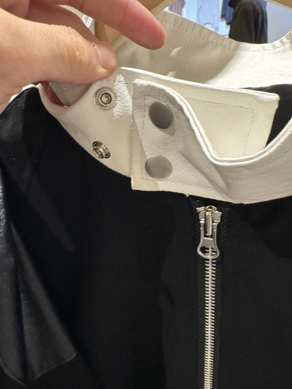Leather Contrast Cationic Jumper collar detail