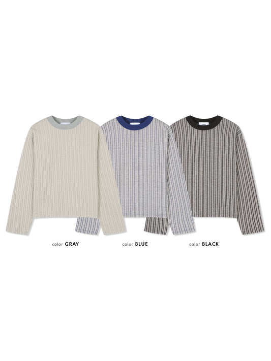 Denim Rib Long Sleeve Tee