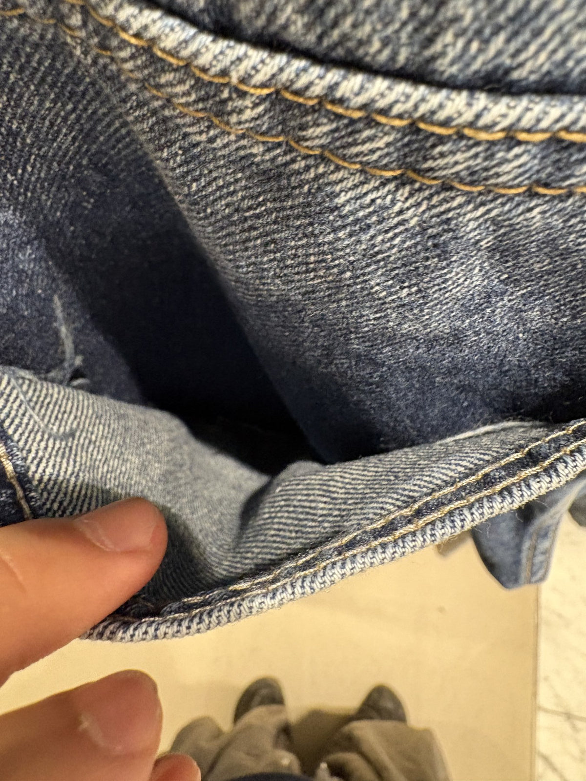 Root Flare Denim Pants waist detail