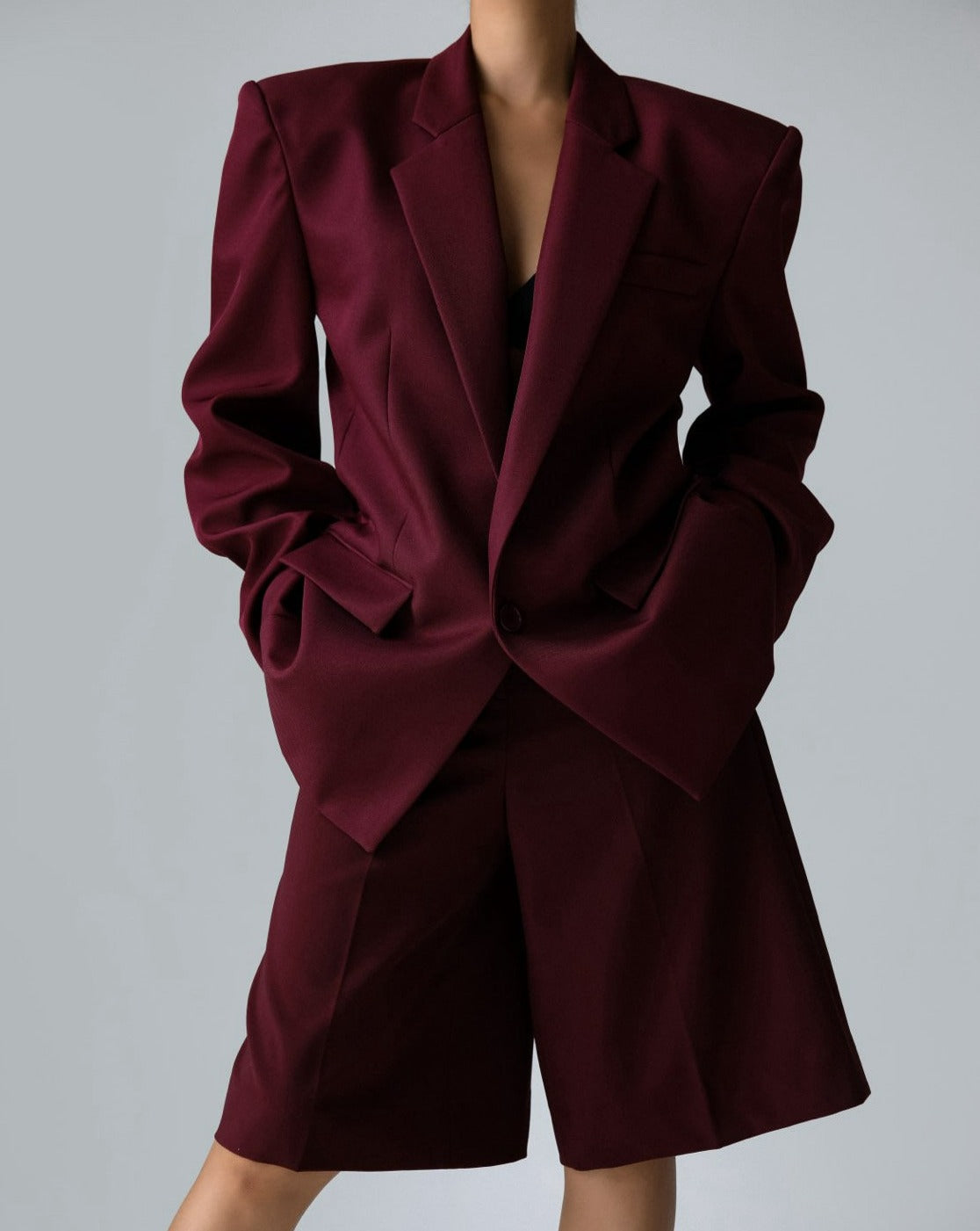 【PAPERMOON 페이퍼 문】SS / Square Shoulder Oversized Twill Blazer