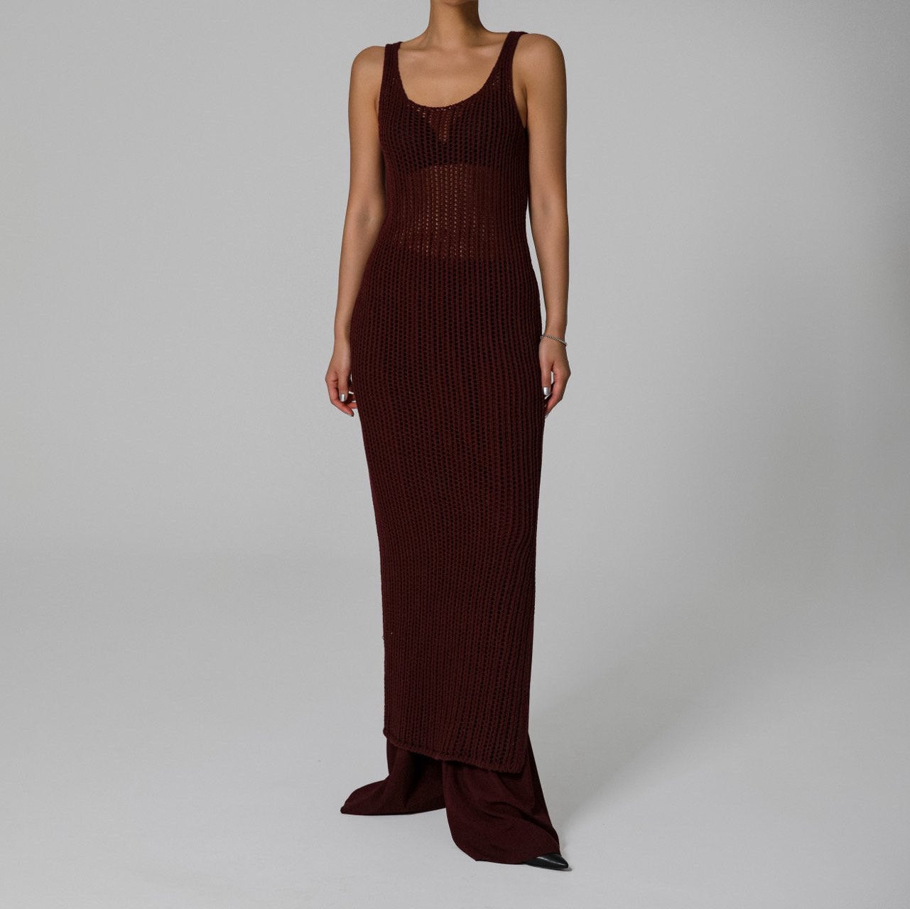 【PAPERMOON 페이퍼 문】SS / Organic Cotton One Slit Maxi Cover Up Knit Dress