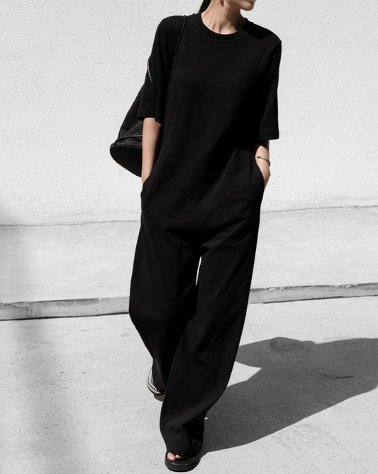 [PAPERMOON] SS / Back Zipped Detail Oversized Sweat Jumpsuit