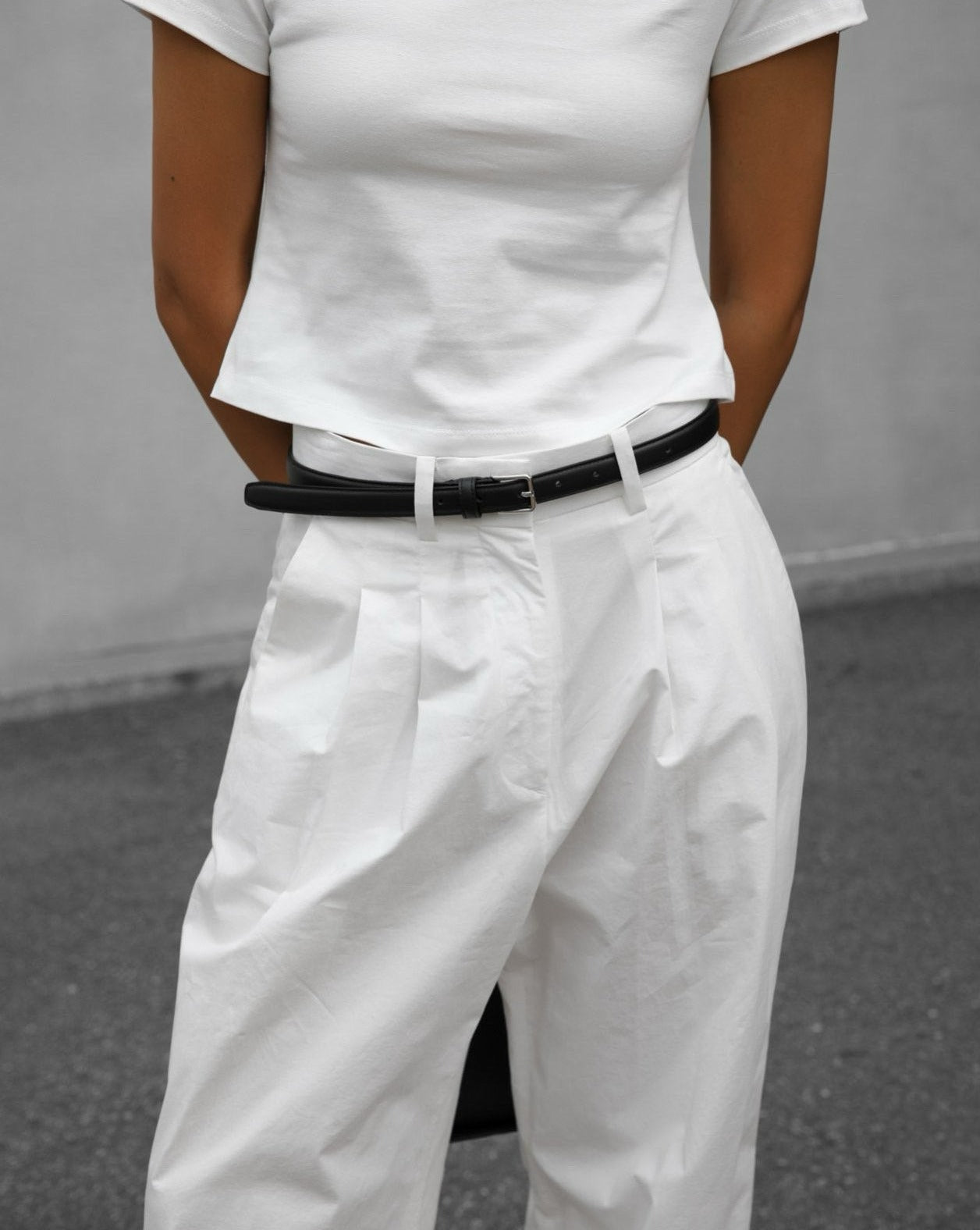 [PAPERMOON] SS / Cotton Two Pin-Tuck Wide Trousers