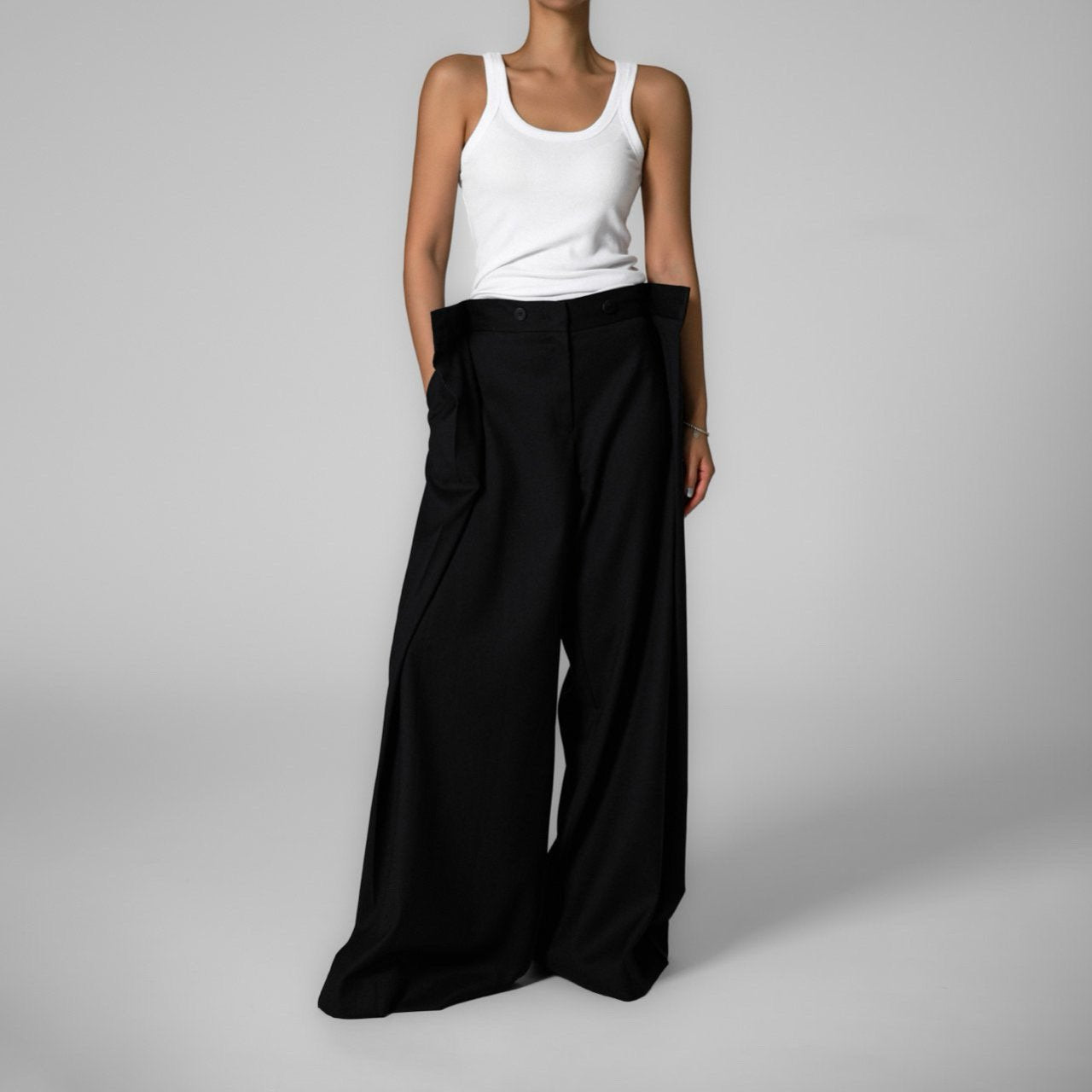 【PAPERMOON 페이퍼 문】SS / LUX Squared Double Wrap Wide Detail Trousers