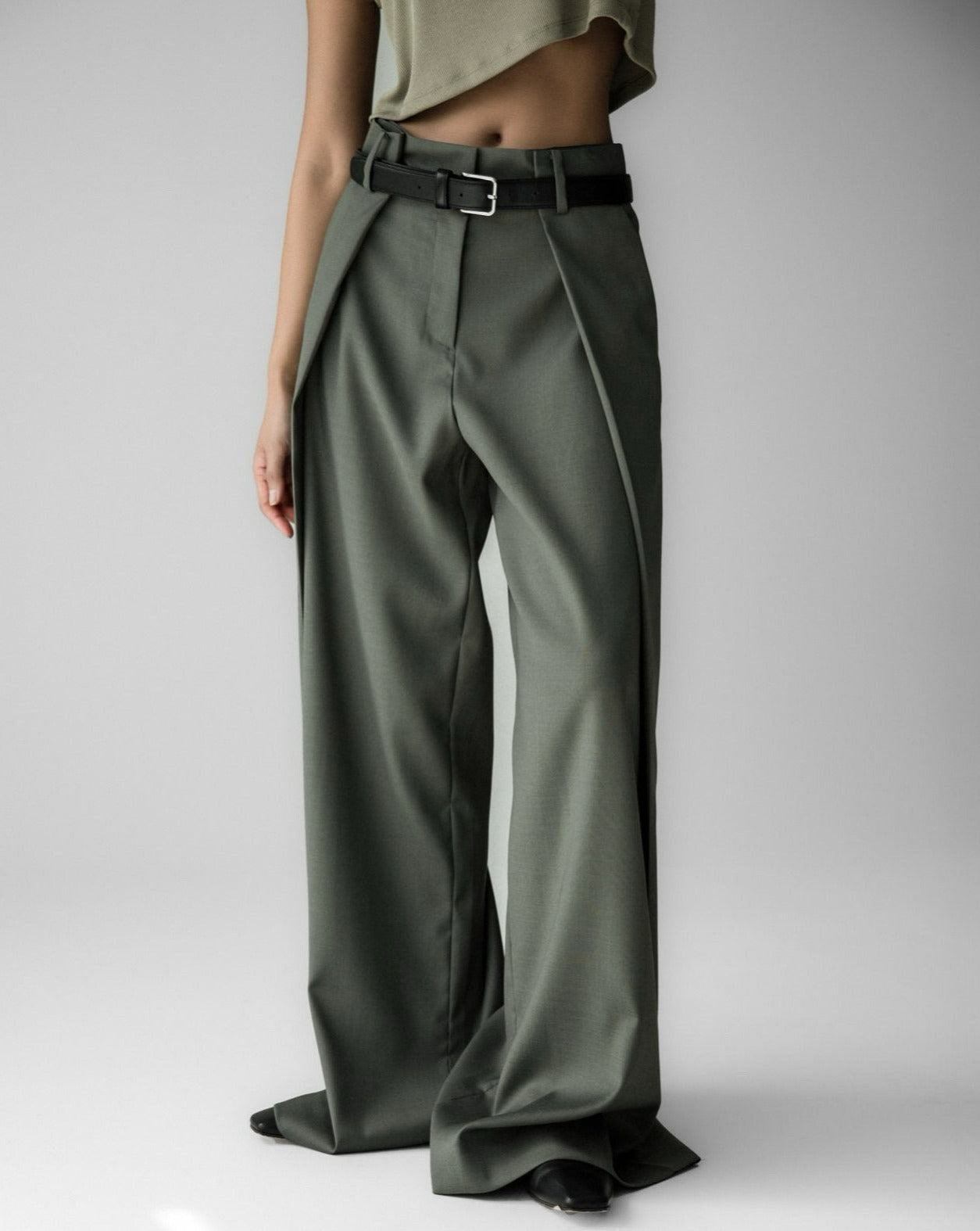 [PAPERMOON] SS / LUX Squared Double Wrap Wide Detail Trousers