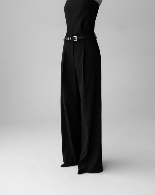 【PAPERMOON ペーパームーン】SS / Tailored One Pin - Tuck Wide Slacks