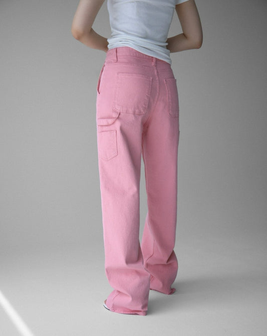 【PAPERMOON 페이퍼 문】SS / Pastel Color Cotton Denim Carpenter Trousers