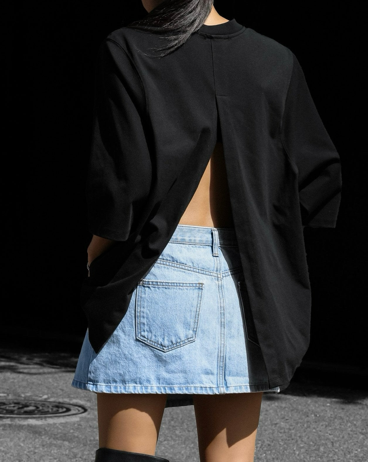 [PAPERMOON] SS / Oversized Fit Back Slit Detail T-Shirt