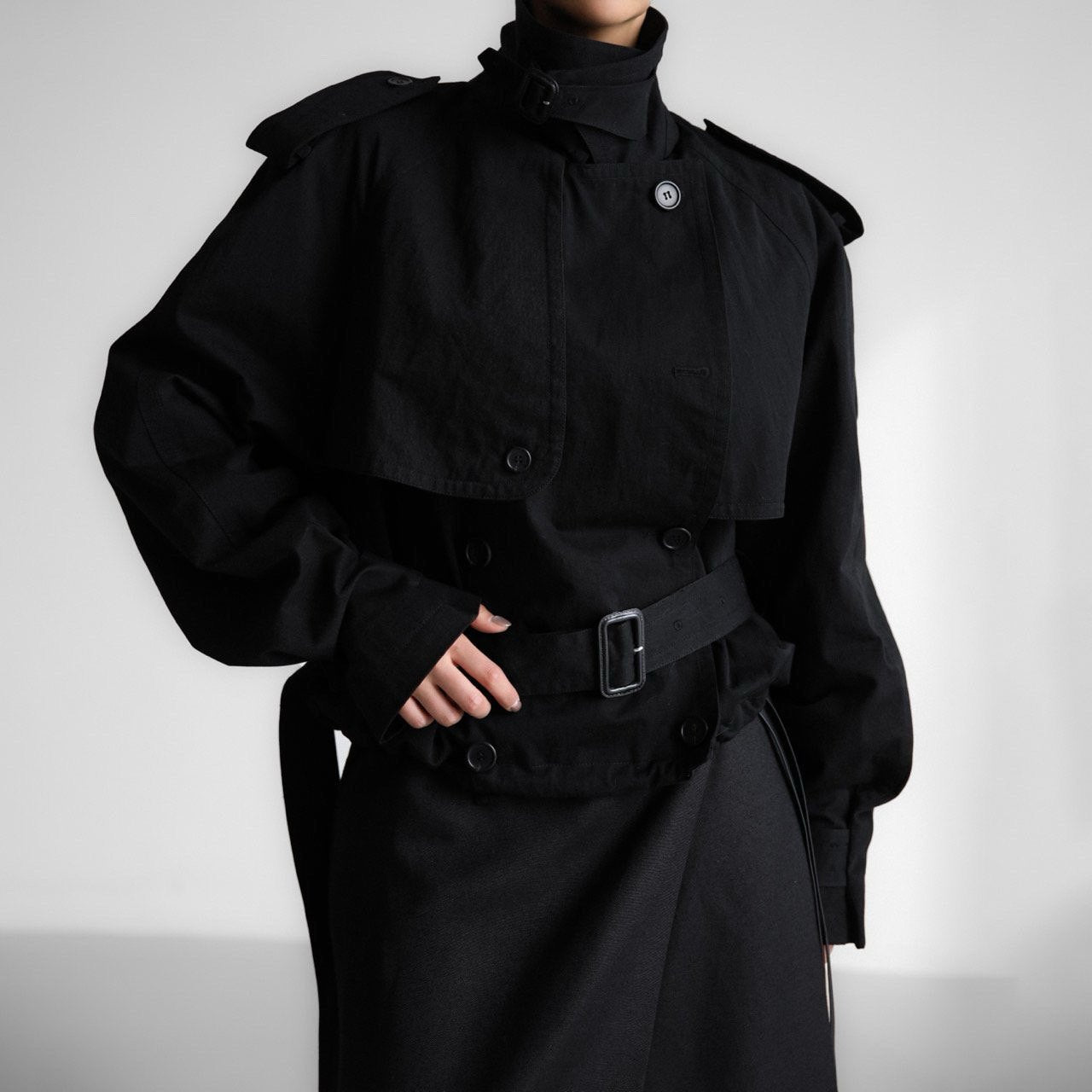 【PAPERMOON ペーパームーン】SS / Oversized Cropped Trench Coat