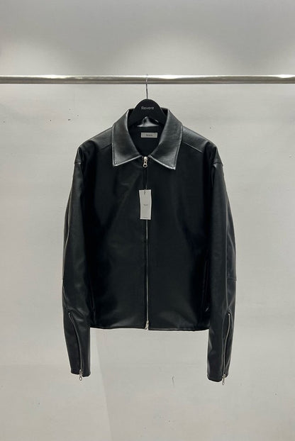 Faux Leather Zip-Up Jacket Black 2
