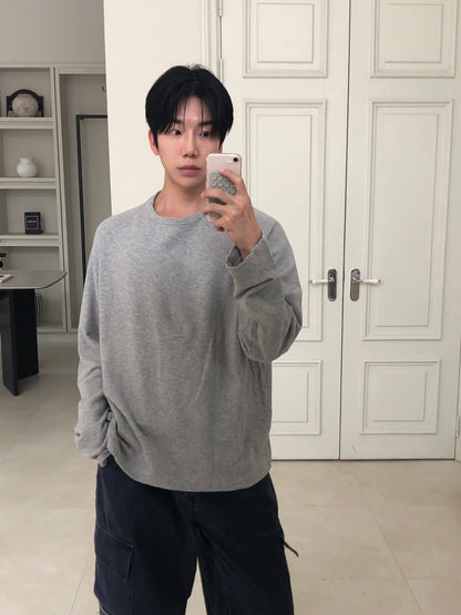 Brushed Cotton Raglan Tee GRAY worn
