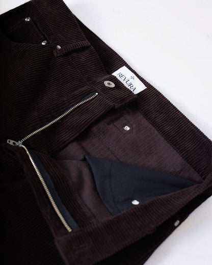【REVURA レビュ―ラ】RIVETTE CORDUROY CINCHBACK BOOTCUT TROUSERS