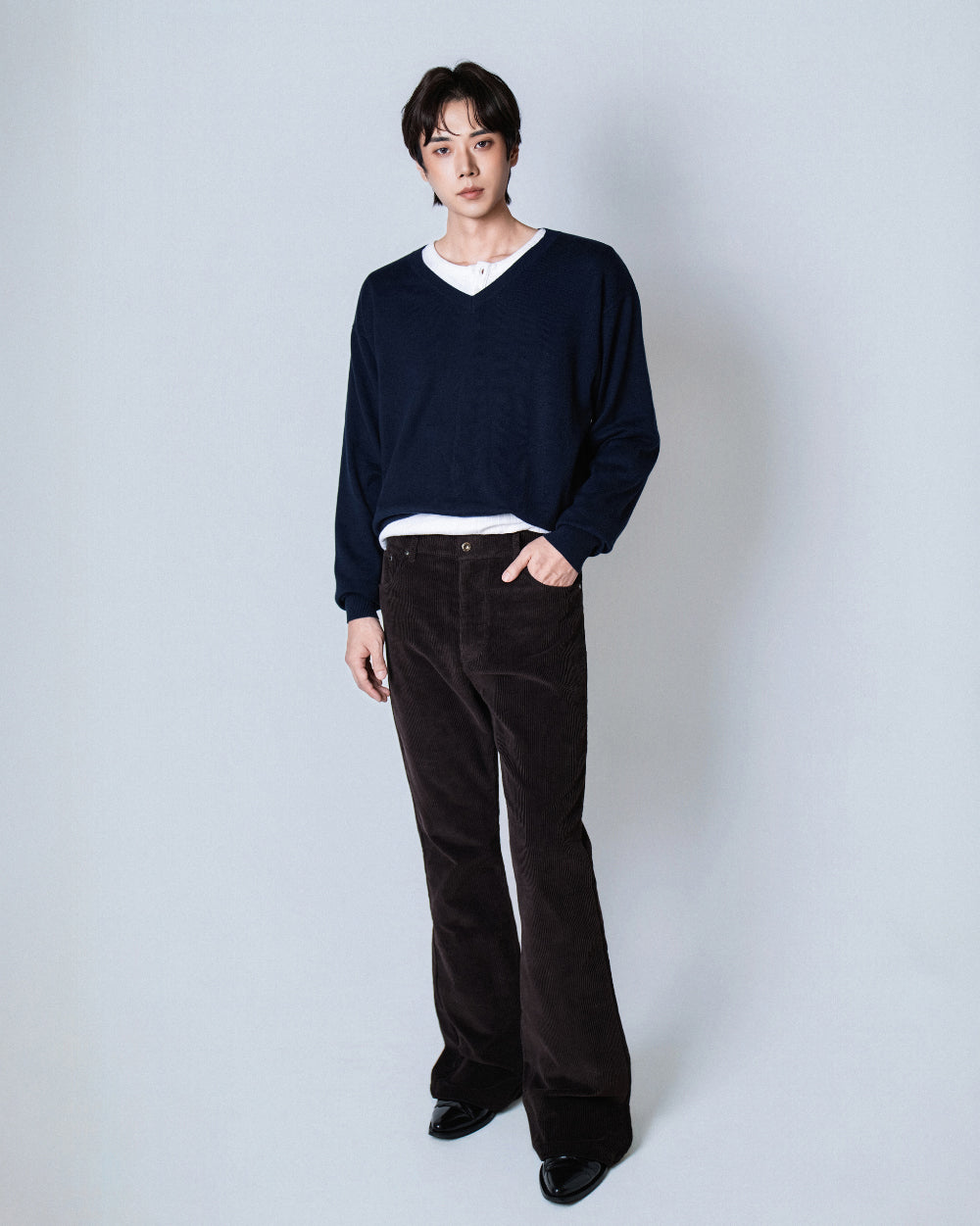 【REVURA レビュ―ラ】RIVETTE CORDUROY CINCHBACK BOOTCUT TROUSERS
