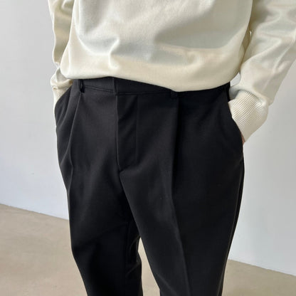 ロビンピンタックワイドスラックス ブラック 着用2