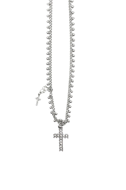 【MIAE ミエ】[Pink orchid house] Dot cross necklace