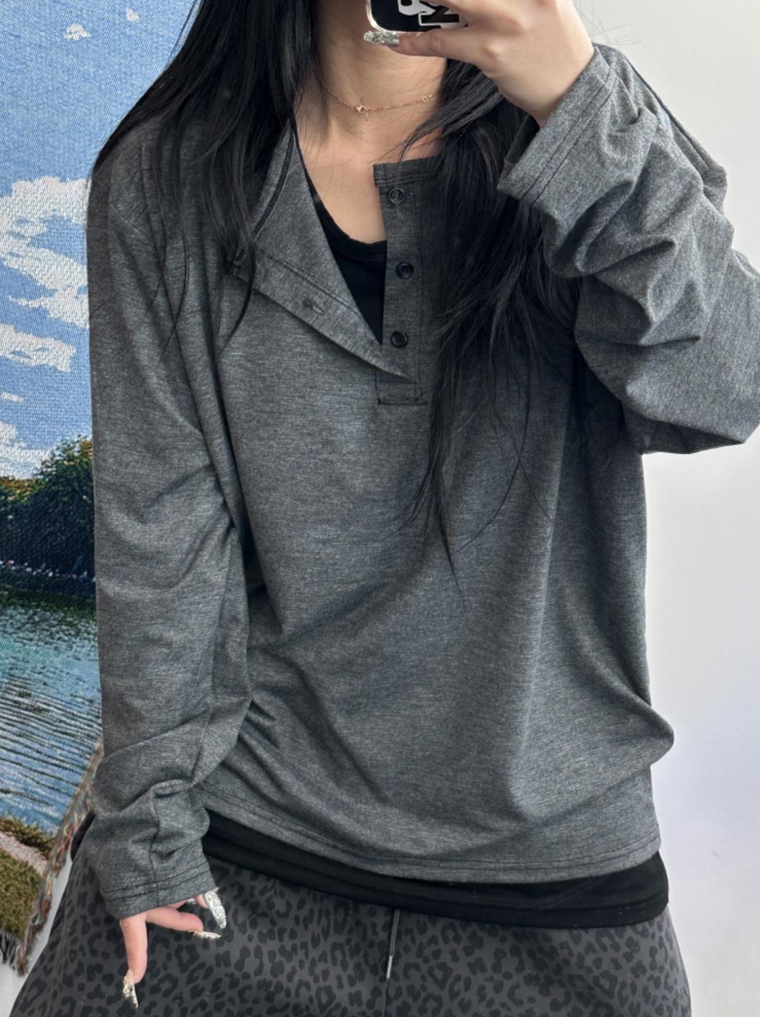 Layered Henley Neck Tee