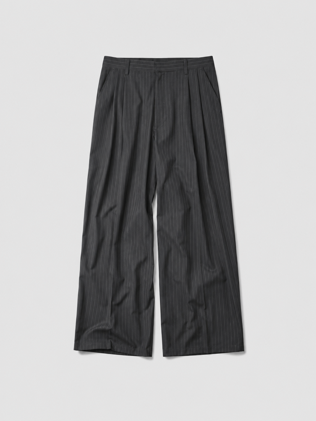 Pinstripe Wide Slacks CHARCOAL STRIPE フロント