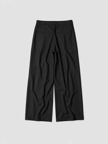 Pinstripe Wide Slacks BLACK STRIPE バック