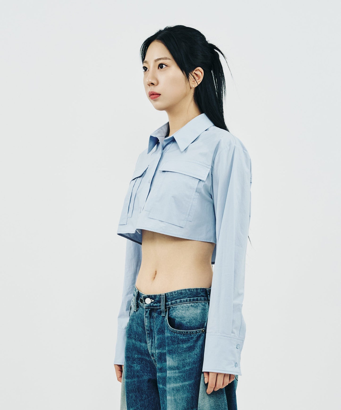 POKET CROP SHIRT_BLACK