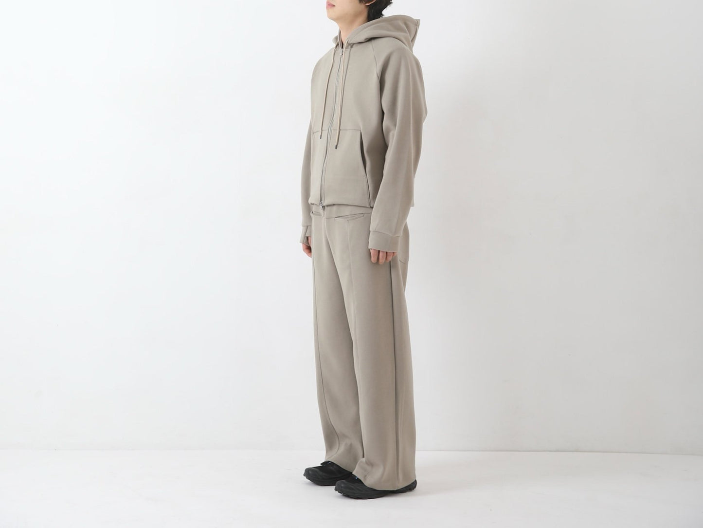 Trap Hood Zip-up - flat lay gray