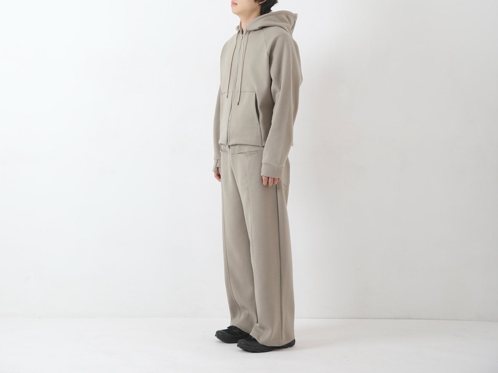 Trap Hood Zip-up - flat lay gray