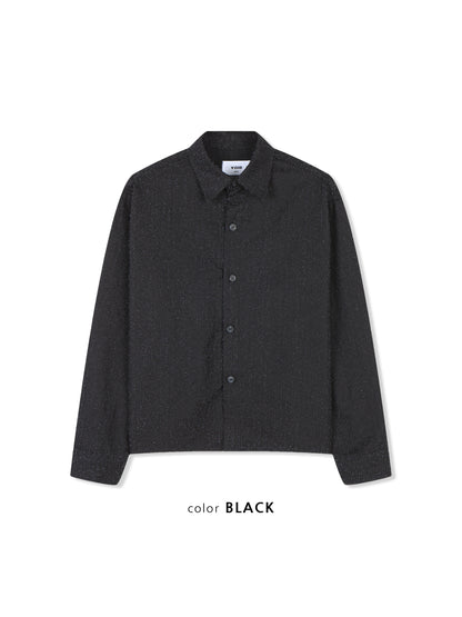 VOID Crinkle Textured Cropped Shirt BLACK