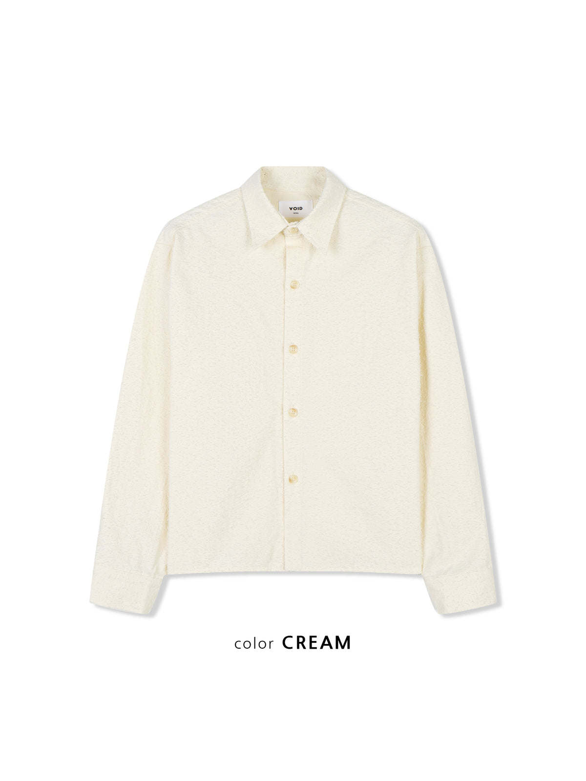 VOID Crinkle Textured Cropped Shirt CREAM