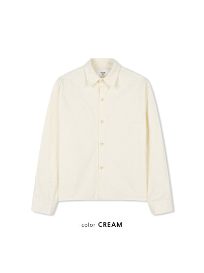 VOID Crinkle Textured Cropped Shirt CREAM