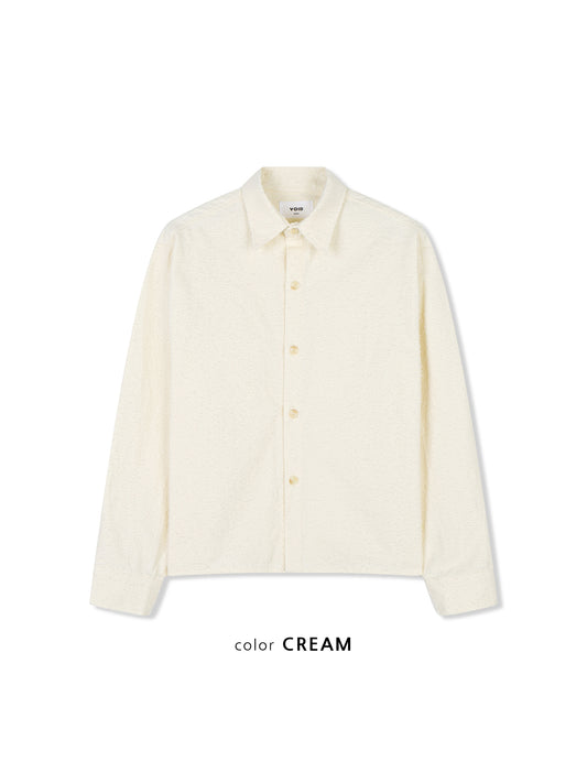 VOID Crinkle Textured Cropped Shirt CREAM