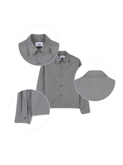 VOID Crinkle Textured Cropped Shirt GRAY detail