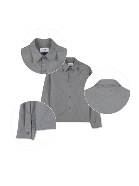 VOID Crinkle Textured Cropped Shirt GRAY detail