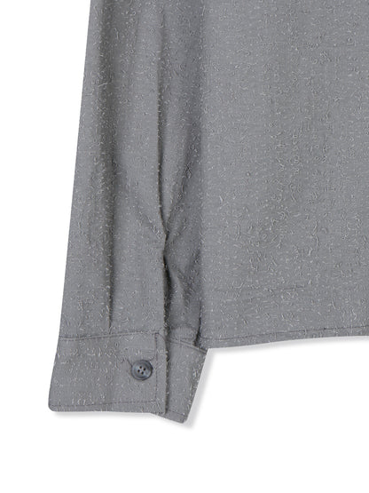 VOID Crinkle Textured Cropped Shirt GRAY back detail