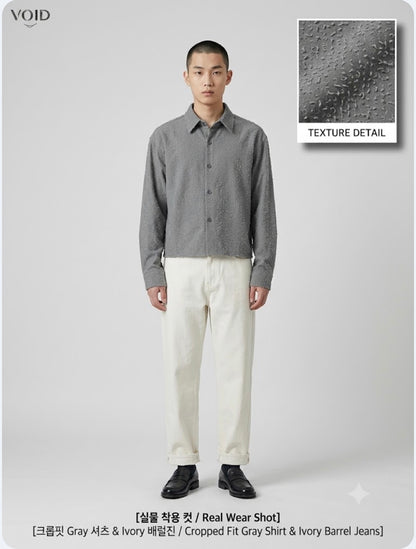 VOID Crinkle Textured Cropped Shirt GRAY model