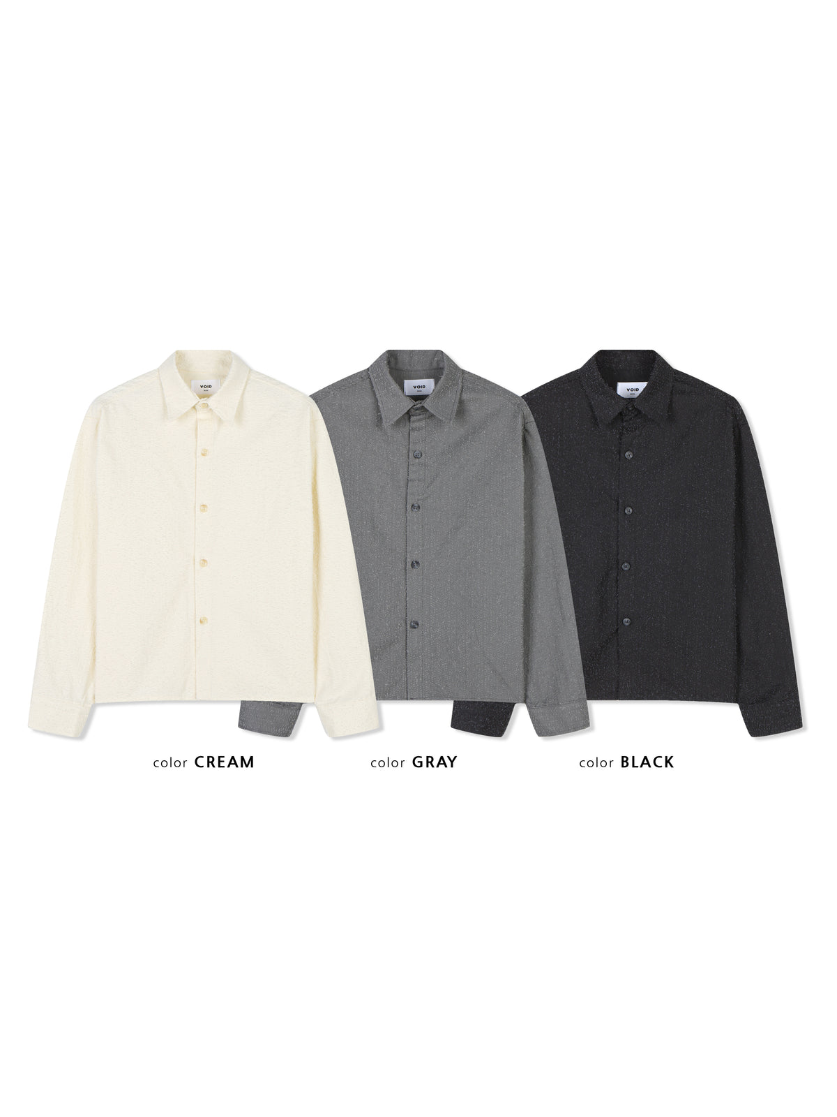 VOID Crinkle Textured Cropped Shirt colors