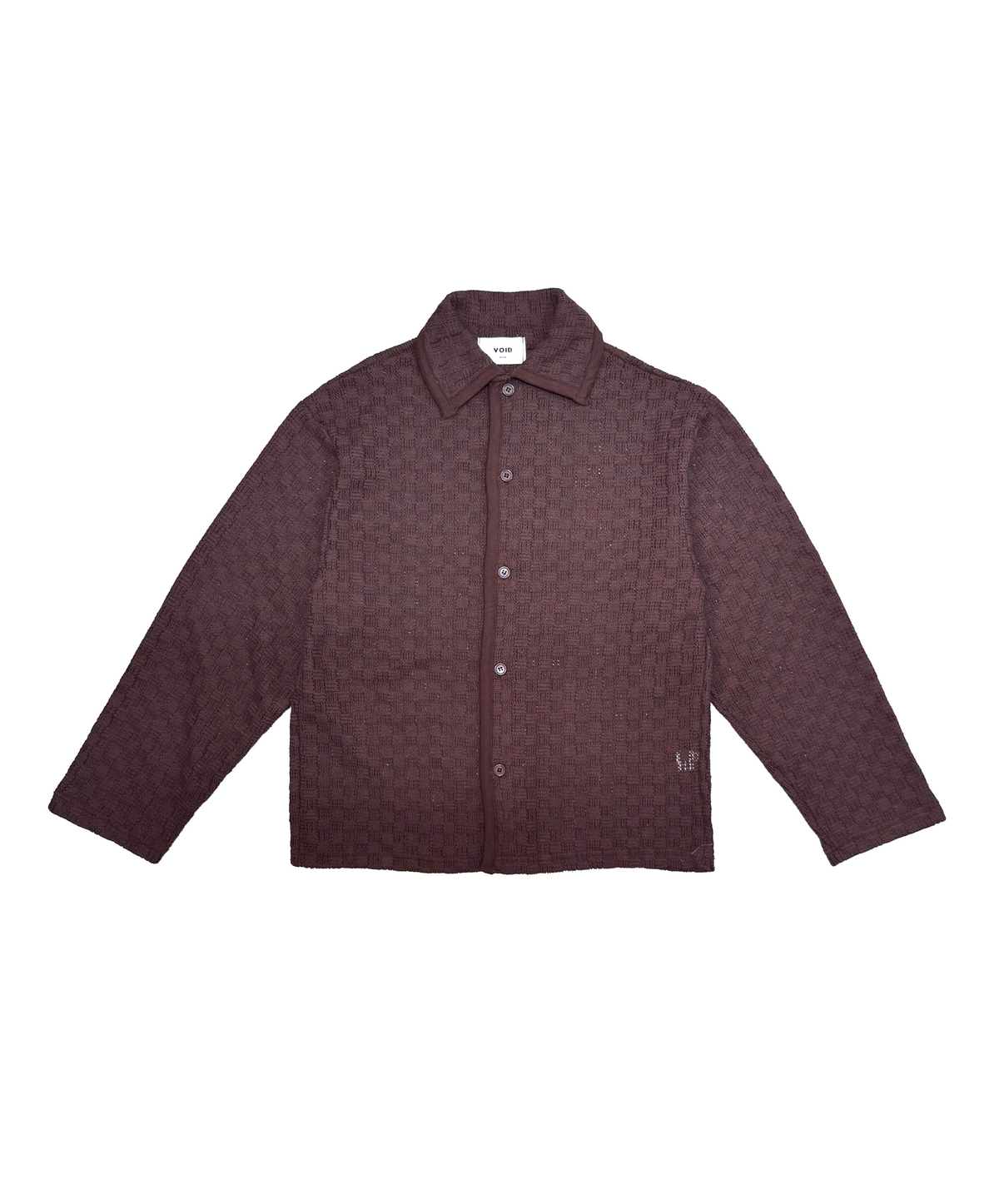 VOID Textured Knit Collar Shirt BROWN